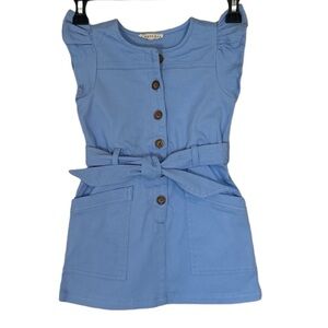 Copper Key blue ruffle sleeve girls dress with tie belt size 4